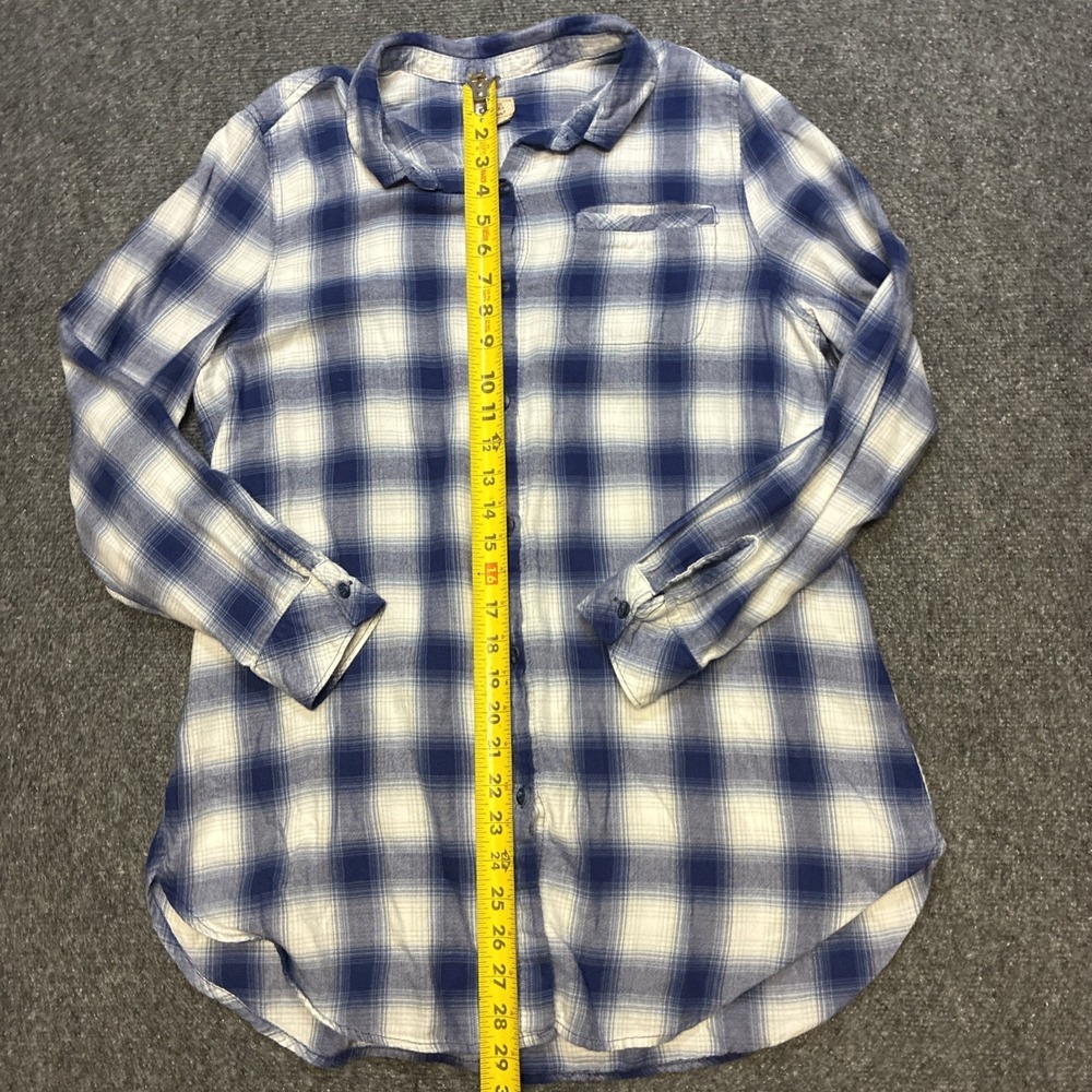 Boston Traders Women's Flannel Tunic Blue Plaid Size Large - Picture 7 of 12